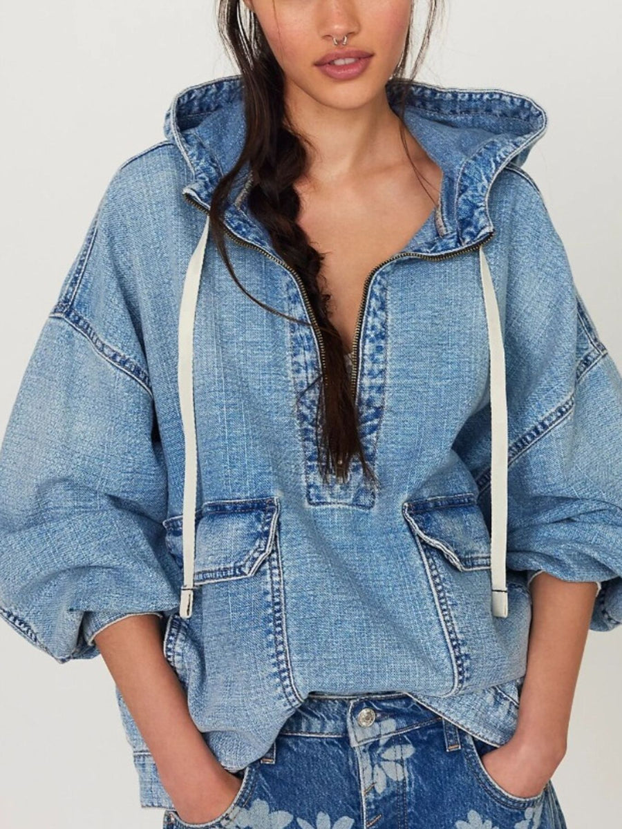 Navy relaxed hoodie with hooded