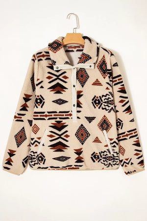 Aztec Print Fleece Snap Down Sweatshirt option 7