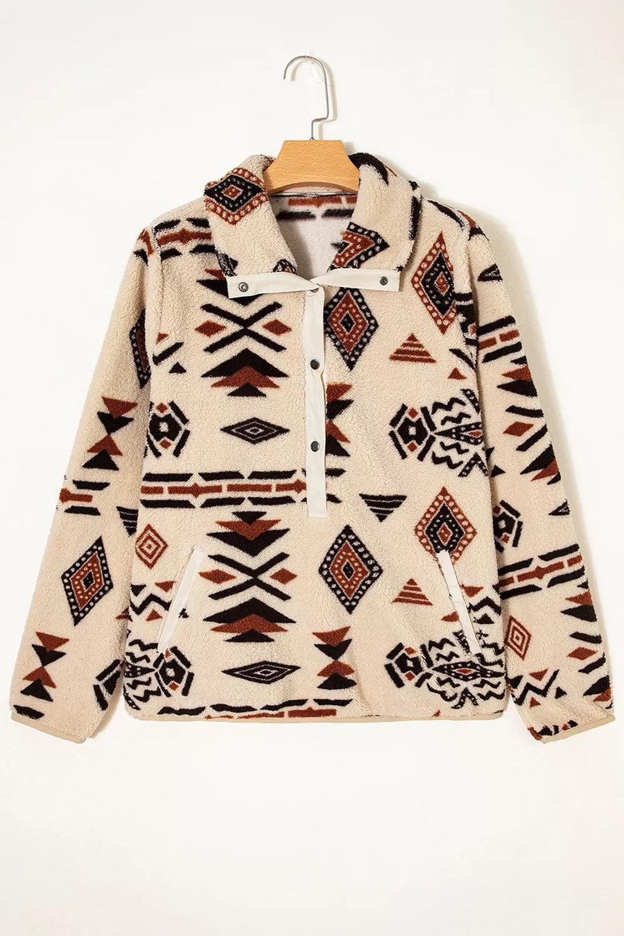 Aztec Print Fleece Snap Down Sweatshirt option 7