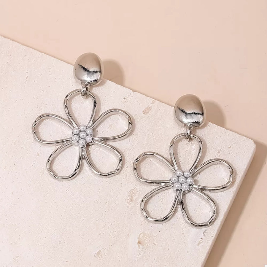 romantic earrings in silver with not applicable