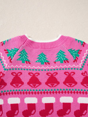 retro pullover sweater in red with round neck