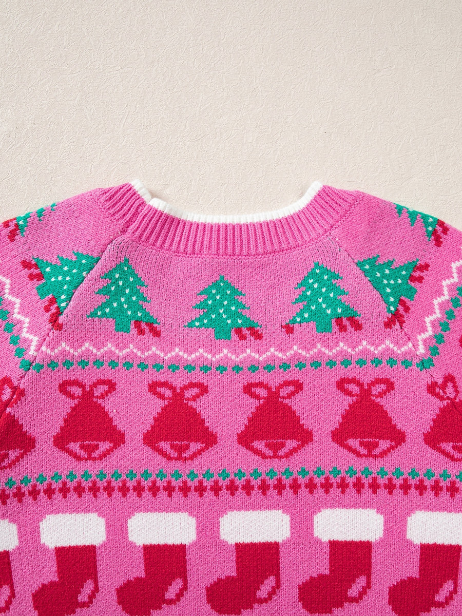 retro pullover sweater in red with round neck