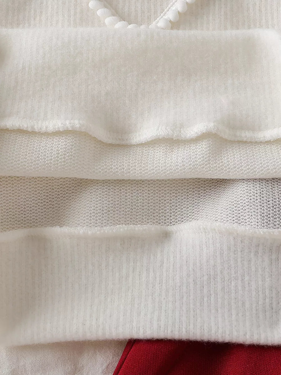 White with Crew-neck Mini Skirt in White