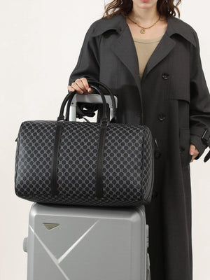 charcoal PU Leather Imported Size &amp duffel bag with geometric and zip