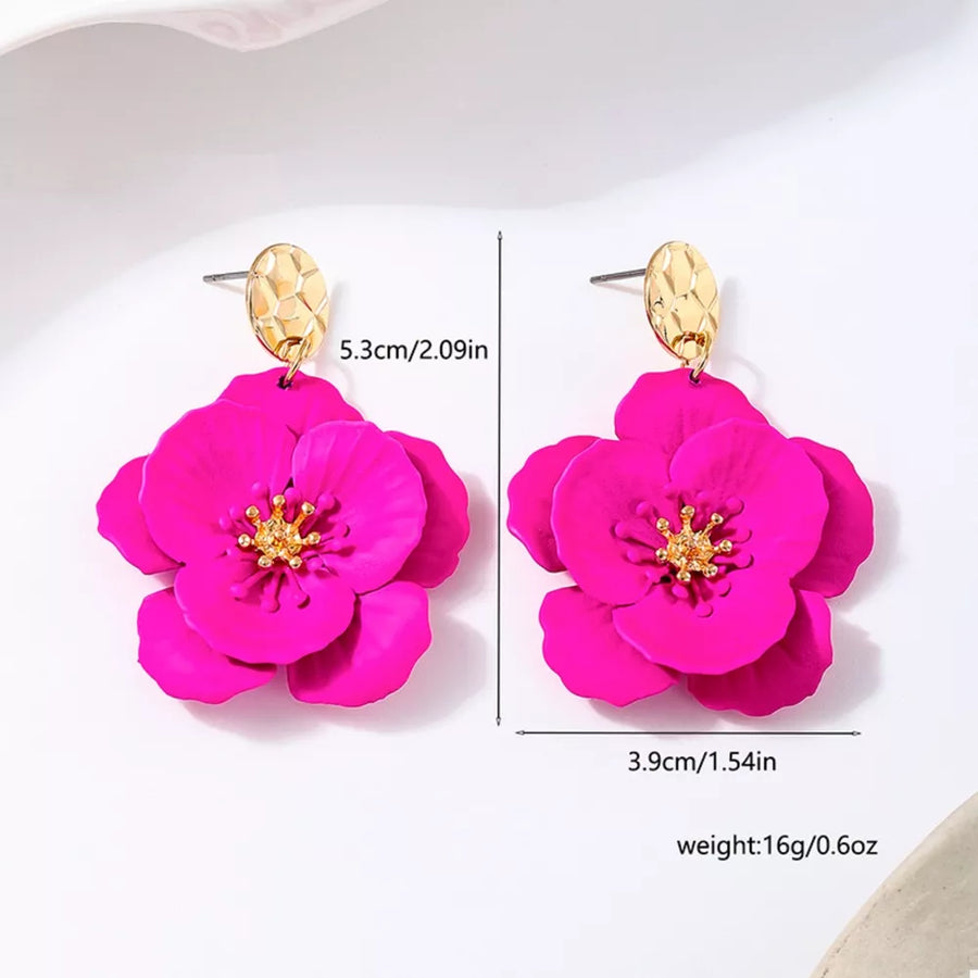 fuchsia earrings with 2.1 inches and post-back
