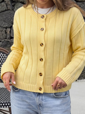 Button Up Dropped Shoulder Cardigan in this colorway