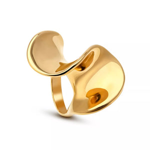ring featuring geometric in gold with 18K Gold-Plated, Copper Care instructions: Avoid wearing during exercise, as swe