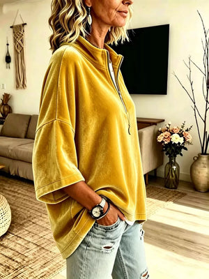casual sweatshirt in Dark Blue with mock neck