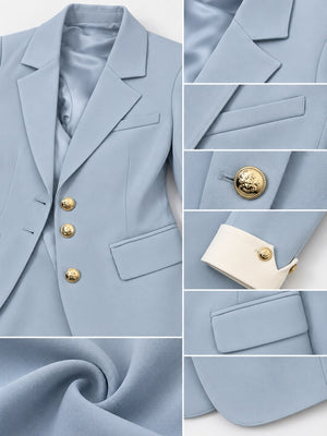 Khaki regular blazer with notch lapel