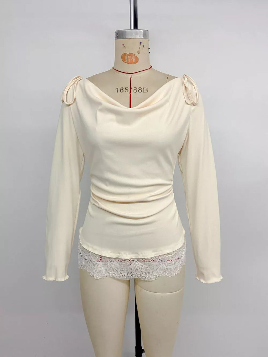 Lace Trim Long Sleeve T-shirt option 6