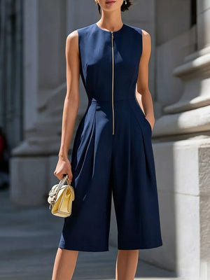 Dark Blue jumpsuit with side pockets and sleeveless