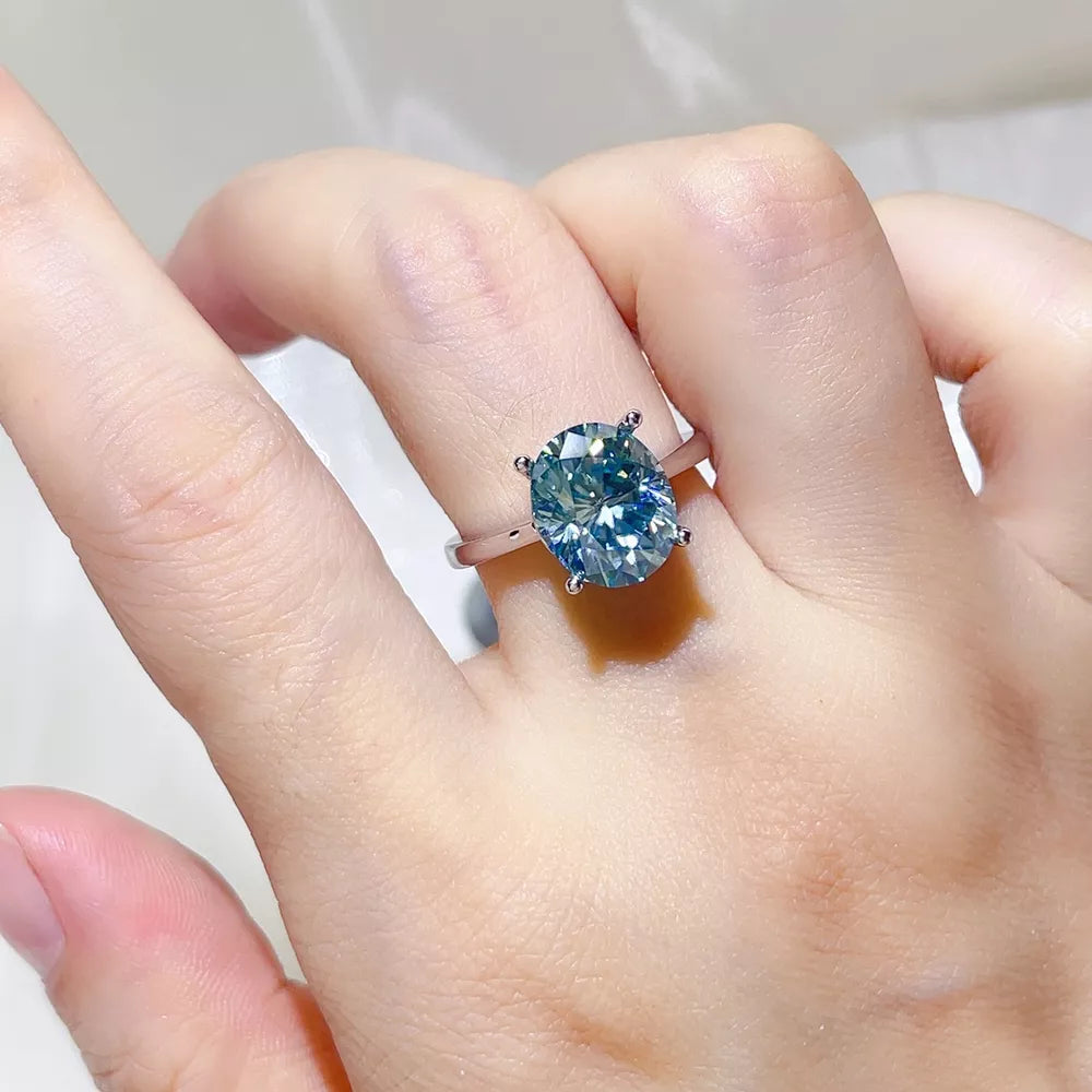 5 Carat 925 Sterling Silver Ring in Pastel Blue