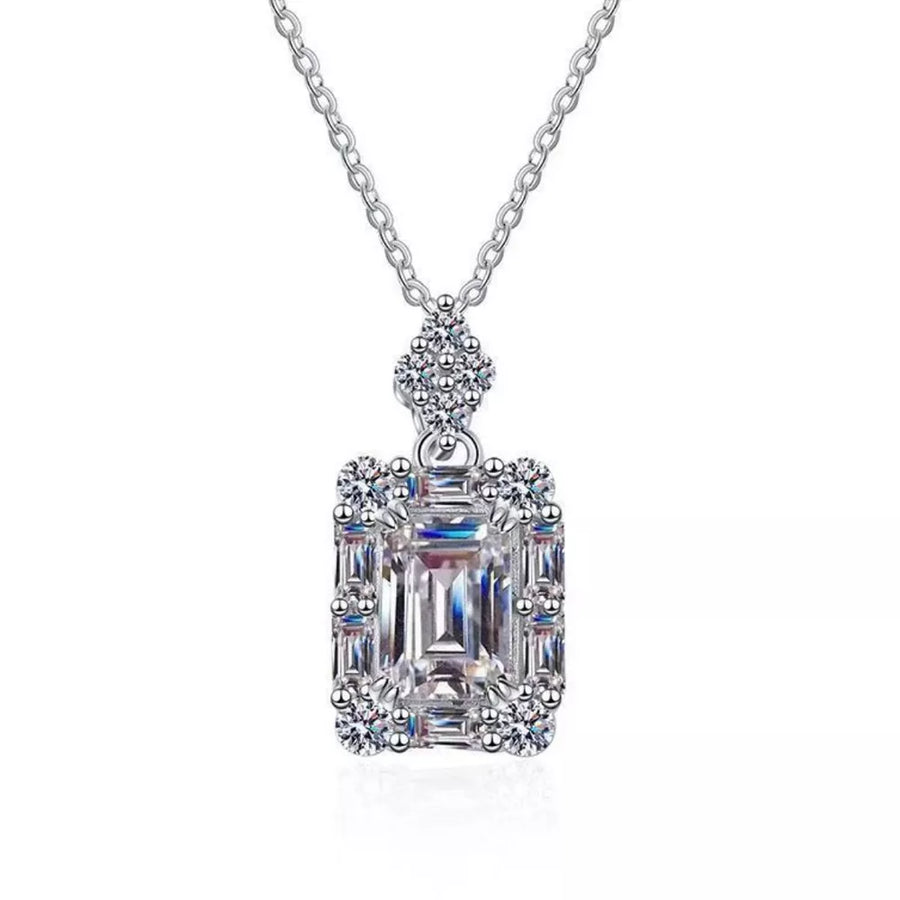1 Carat 925 Sterling Silver Moissanite Pendant Necklace in Silver with moissanite stone