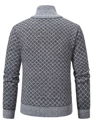 Burgundy Men's Plus Size Textured Zip-up Cardigan