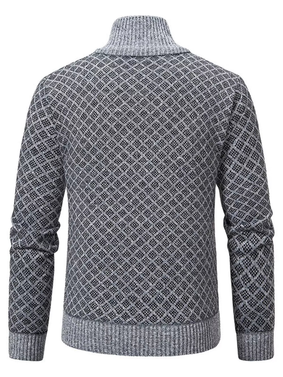 Burgundy Men's Plus Size Textured Zip-up Cardigan