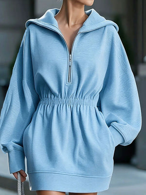 sweater dress in Gray with pocketed and mini