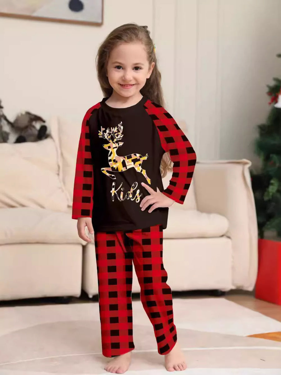pajama set in Dad with reindeer graphic and full-length