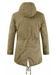Dark Blue parka with thigh-length and zip-front