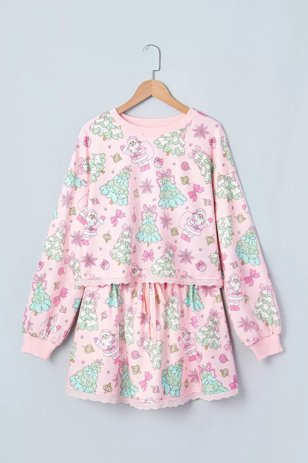 Blush Pink pajama set with cropped and pullover