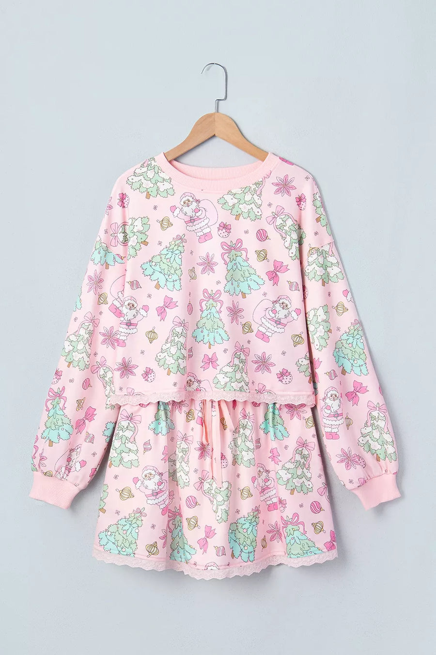 Blush Pink pajama set with cropped and pullover