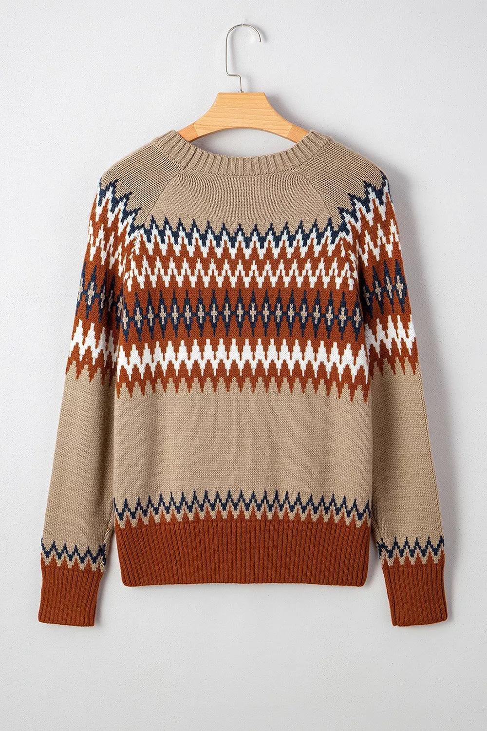 camel regular pullover sweater with crew neck