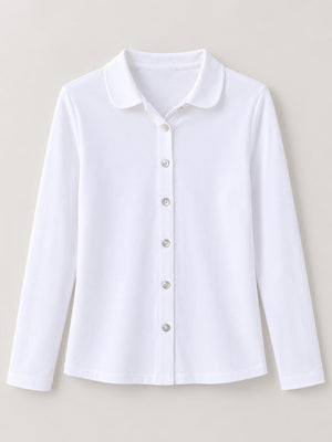 Green button-down shirt with long sleeve and long sleeve