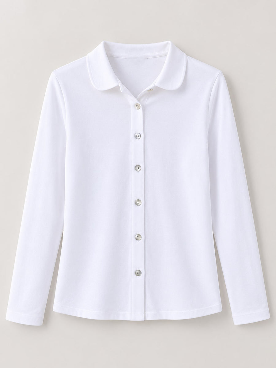 Green button-down shirt with long sleeve and long sleeve