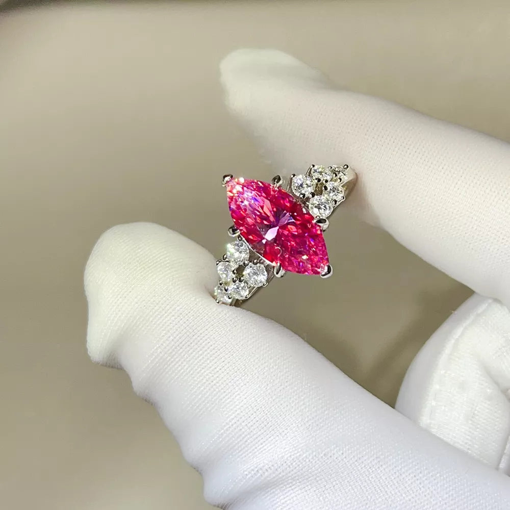1 Carat Sterling Silver Moissanite Cluster Ring