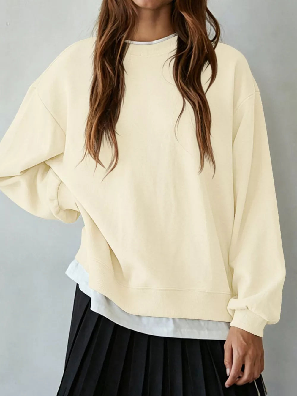 sweatshirt in Yellow-spot with ribbed cuffs and hip-length