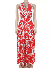 resort maxi dress in Red with halter