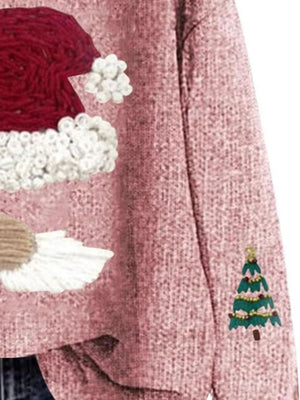 pullover sweater featuring graphic print in oatmeal with 100% polyester Care instructions: Machine wash cold texture