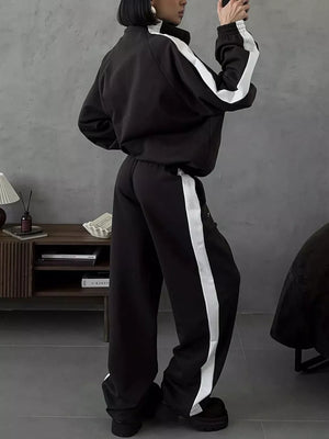 Zip Up Long Sleeve Outerwear And Pants Set in Brown, view 16