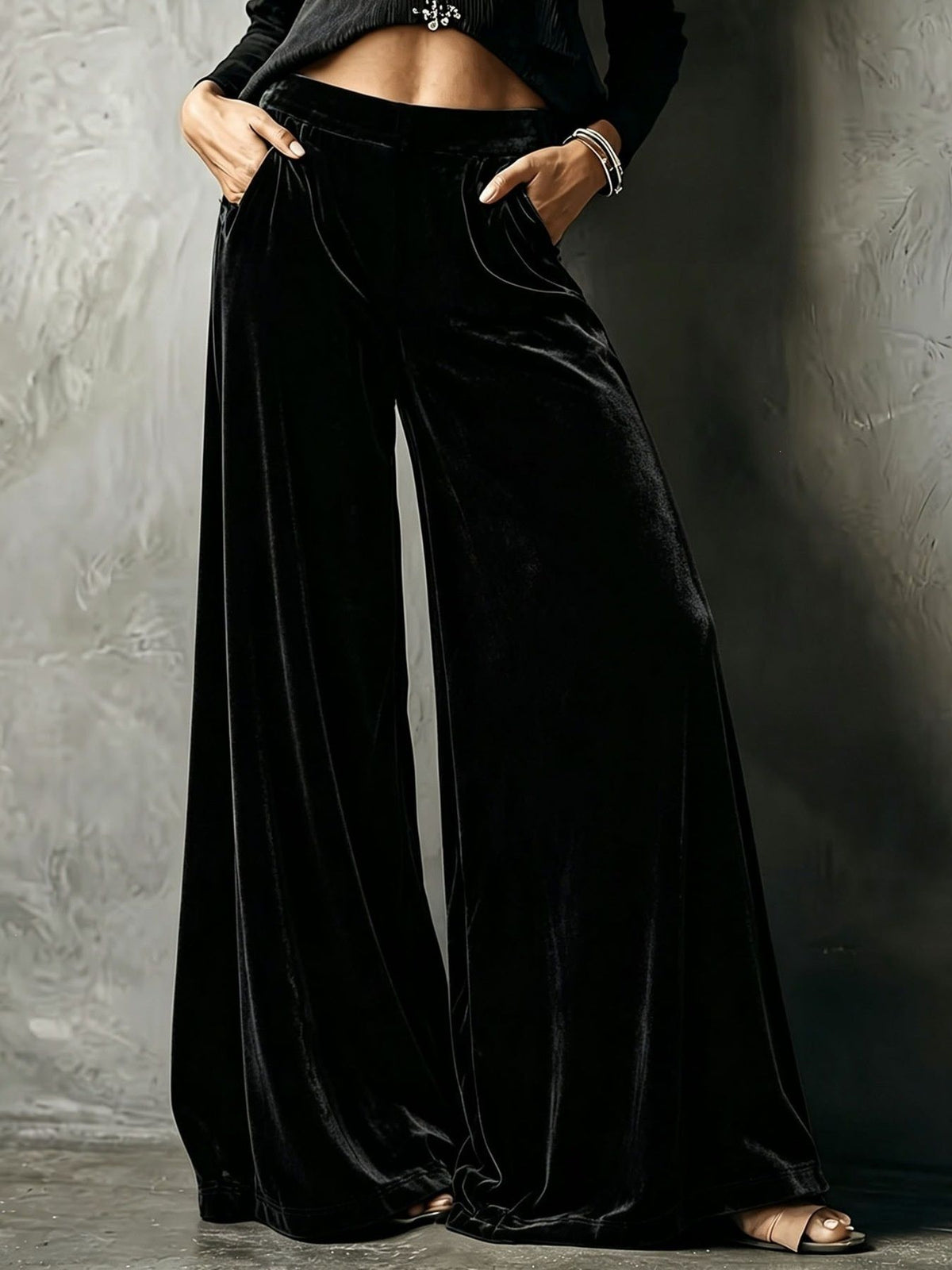 100% polyester Care instructions: Machine wash cold wide-leg pants in Purple with flared silhouette