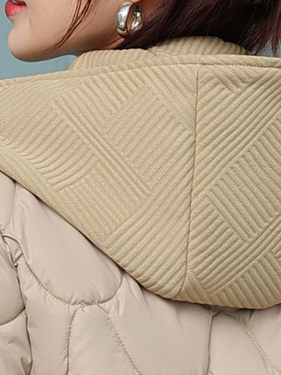 Coffee quilted jacket featuring thermal and quilted