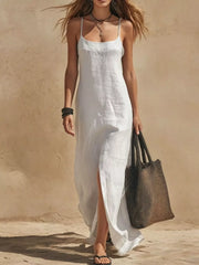 Dark Blue maxi dress with adjustable straps and spaghetti strap