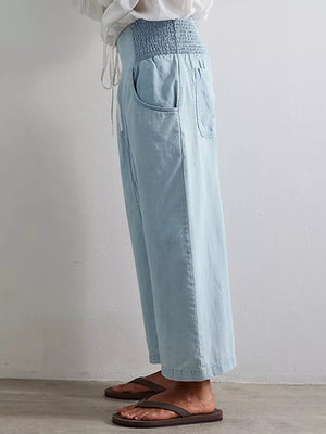 95%cotton, 5%spandex Care instructions: Machine wash cold wide-leg jeans in Light Blue with wide-leg silhouette