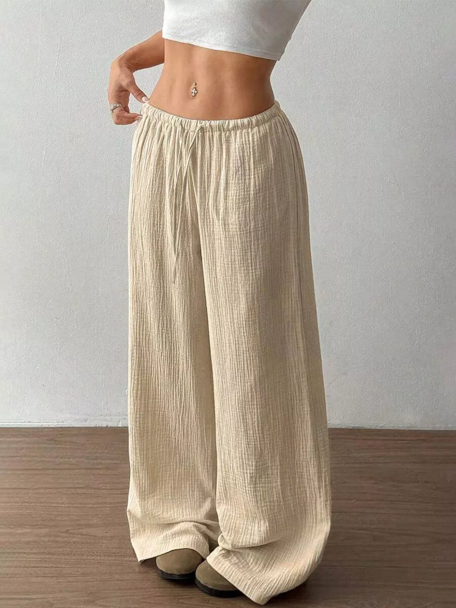 Wide-leg Drawstring Cotton Pants, view 27