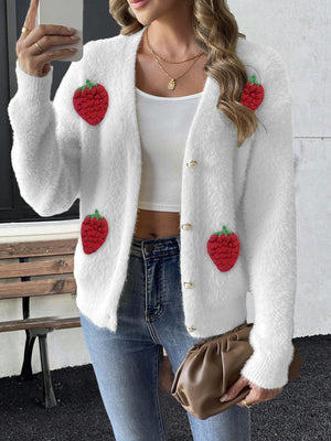 Apricot Color relaxed cardigan with v-neck