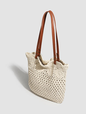 Polyester Imported Size &amp tote in cream with straight silhouette