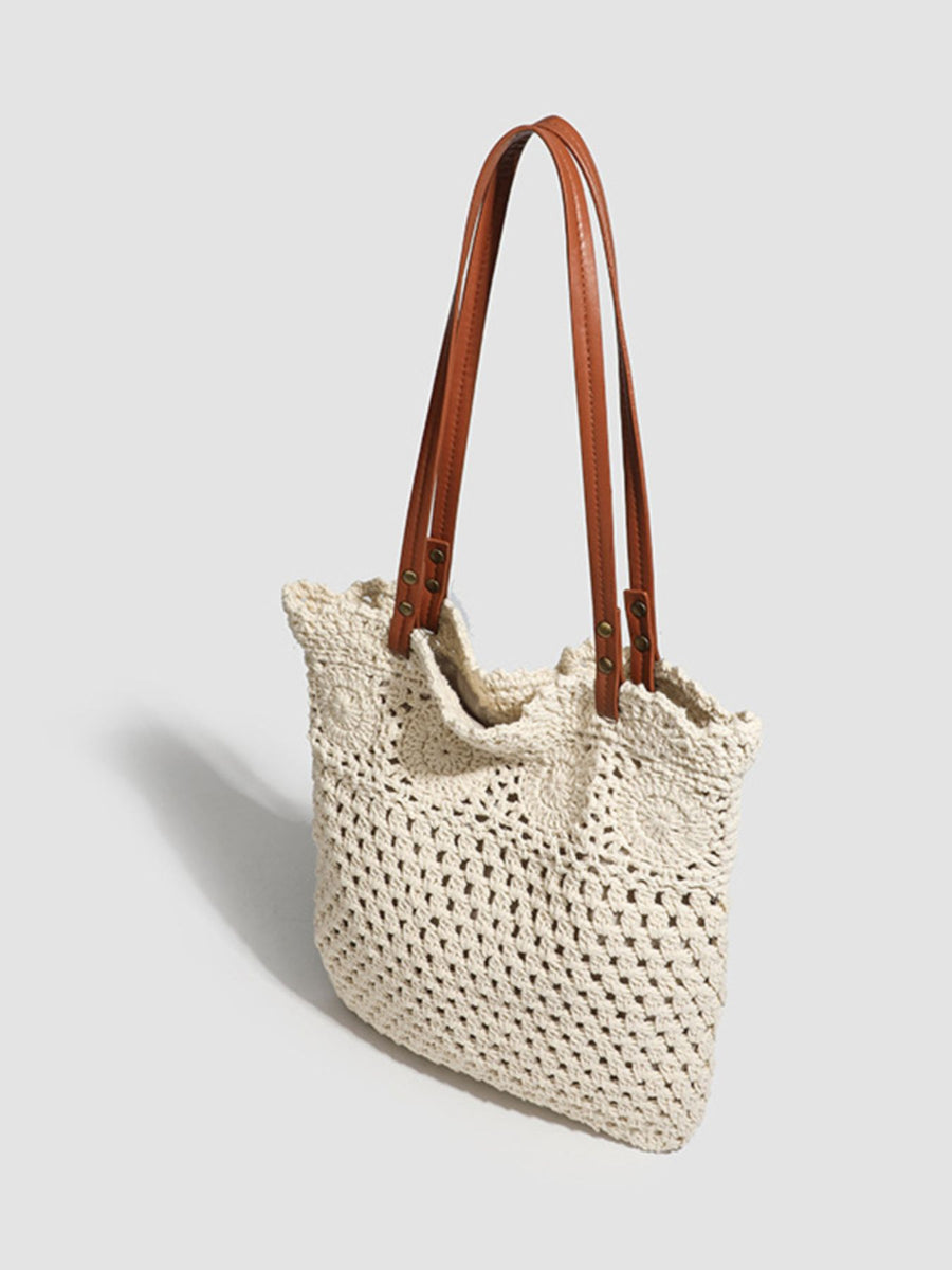 Polyester Imported Size &amp tote in cream with straight silhouette