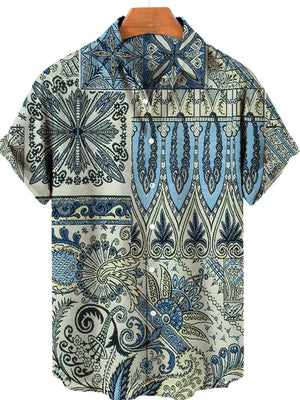 Sherbet Men's Plus Size Printed Button Up Short Sleeve Shirt