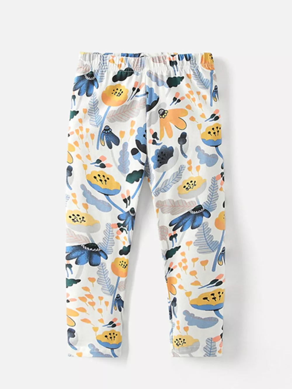 Toddler pants with whimsical floral print, elastic waist, and comfortable cotton fabric.