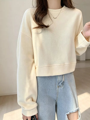 Gray Crew Neck Drop Shoulder Sweatshirt