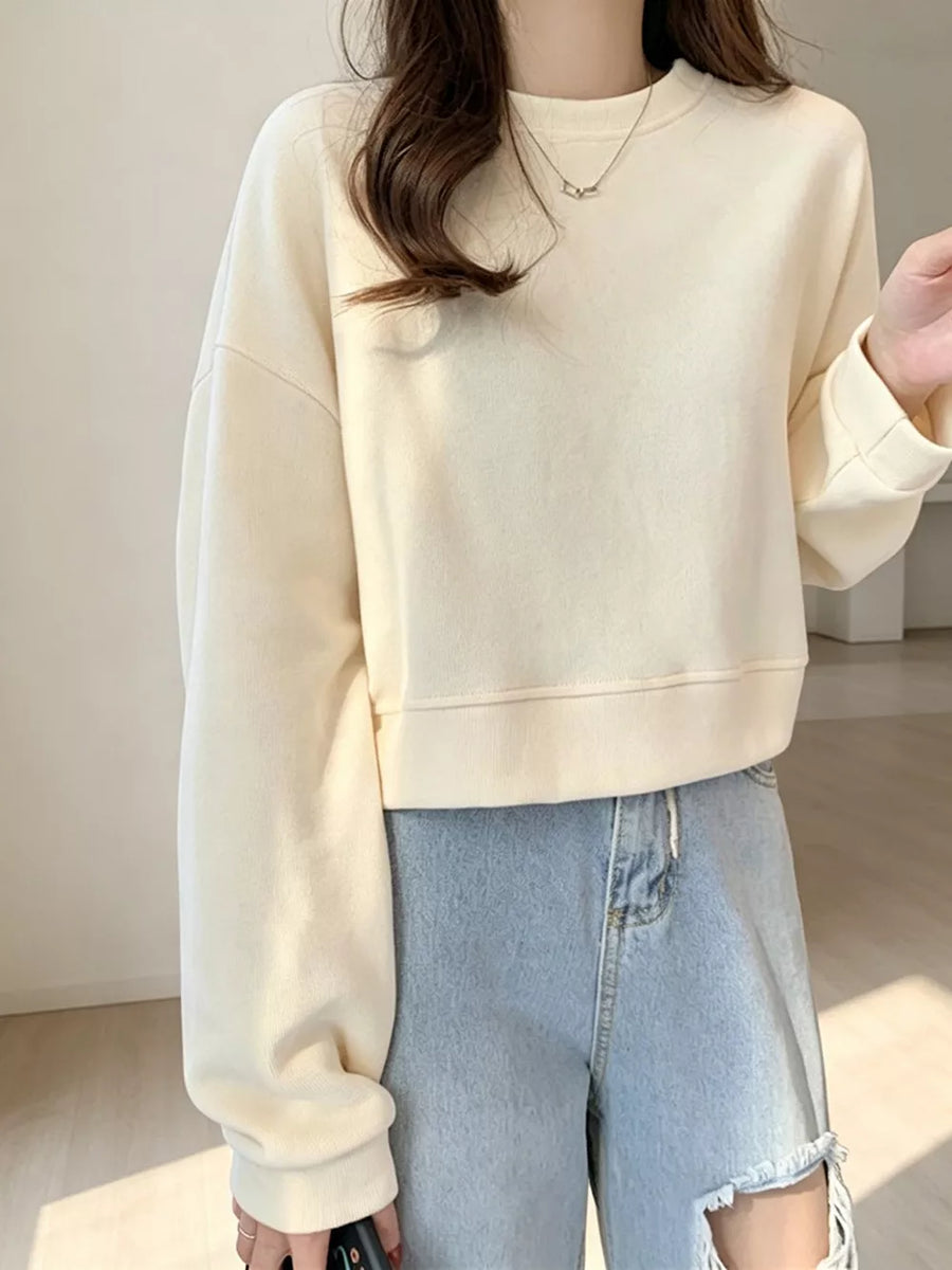 Gray Crew Neck Drop Shoulder Sweatshirt