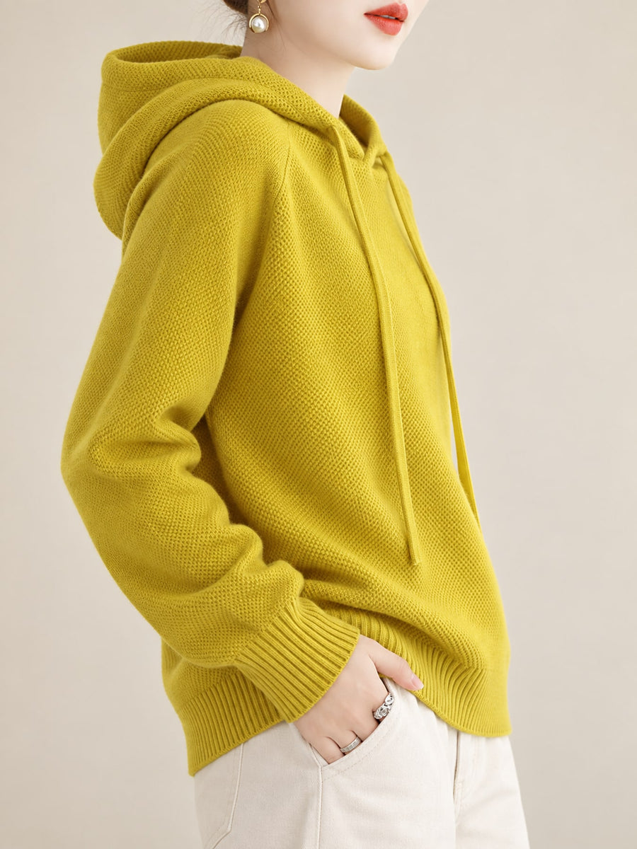 minimalist pullover sweater in Camel with hooded