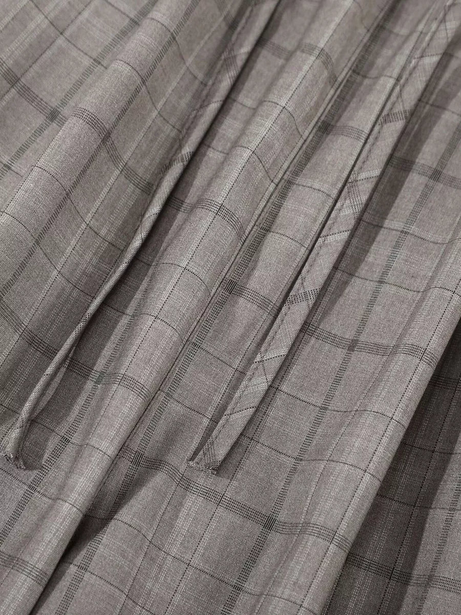 Gray with Men's Plaid Wide-leg Pants in Gray