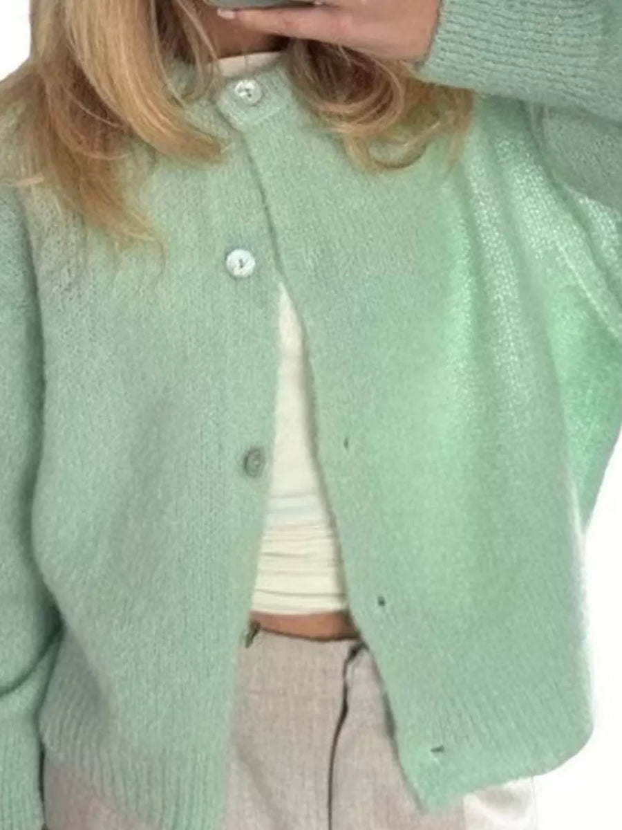 Ribbed Long-sleeve Top in Off-white