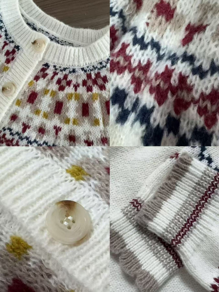classic cardigan in burgundy with round neck