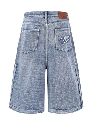 Blue with Men's Wide Leg Denim Capris