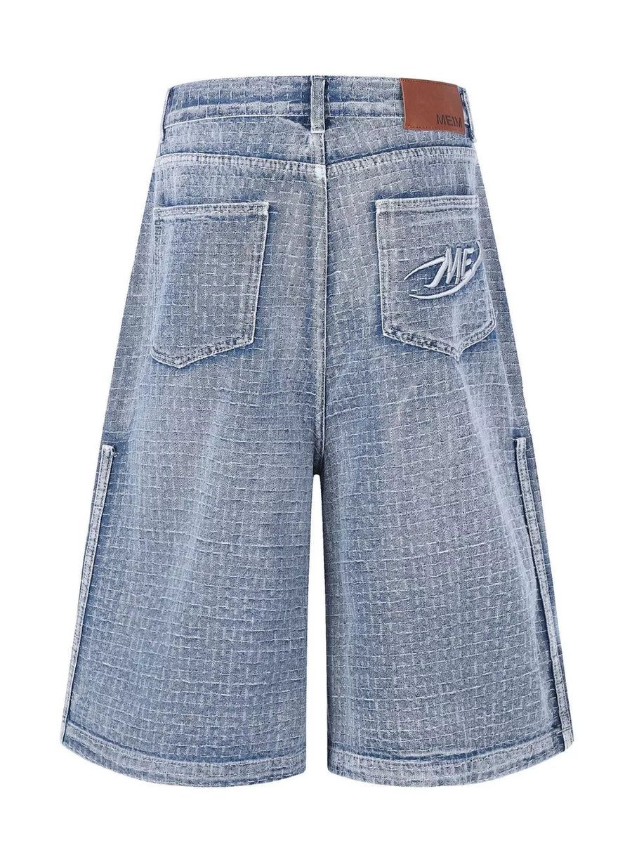 Blue with Men's Wide Leg Denim Capris